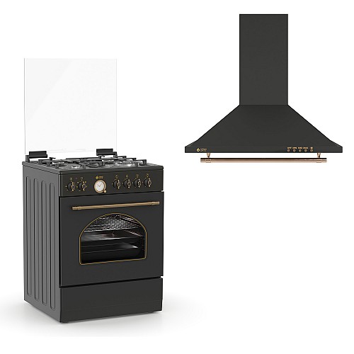 ΚΟΥΖΙΝΑ ΜΙΚΤΗ TGS 4310 ANTH TURBO + ΑΠΟΡΡΟΦΗΤΗΡΑΣ TGS 950 BL RUSTIC