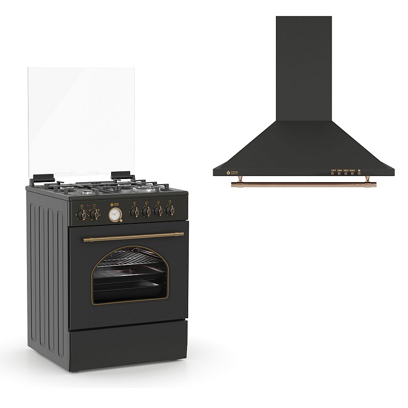 ΚΟΥΖΙΝΑ ΜΙΚΤΗ TGS 4310 ANTH TURBO + ΑΠΟΡΡΟΦΗΤΗΡΑΣ TGS 950 BL RUSTIC