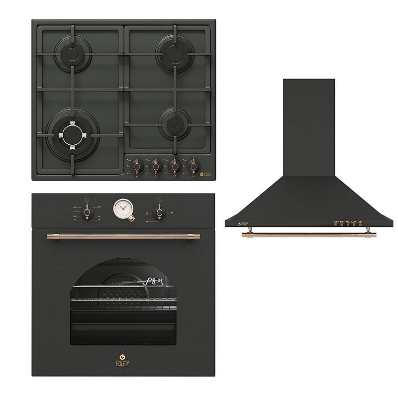 ΦΟΥΡΝΟΣ ΑΕΡΙΟΥ TGS 5511 BL RUSTIC + ΕΣΤΙΕΣ ΑΕΡΙΟΥ TGS 9511 BL RUSTIC + ΑΠΟΡΡΟΦΗΤΗΡΑΣ TGS 950 BL RUSTIC